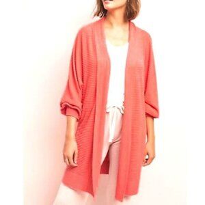 Anthropologie Saturday/Sunday Coral Ribbed Knit Long Cardigan  Womens Small